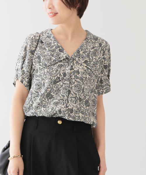 journal standard L'essage（ジャーナルスタンダードレサージュ）の「[Deveaux]ワイドカラーシャツ（シャツ/ブラウス・レディース・ブラック/イエロー系その他・FREE）」の19枚目の写真
