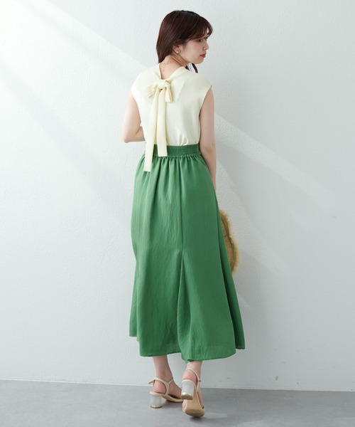 natural couture(ナチュラルクチュール)の「印象の違いを楽しめる ちょっと大人な2WAYボータイニット(ニット/セーター・レディース・オフホワイト/ブラック/グレイッシュベージュ/グリーン・FREE)」の11枚目の写真