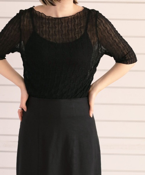 cepo（セポ）の「シアージャガードハーフスリーブＴｅｅ（Tシャツ/カットソー・レディース・ブラック/オフホワイト・M）」の6枚目の写真