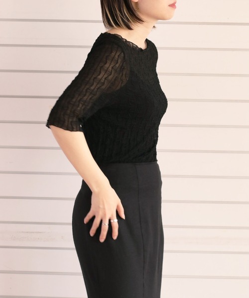 cepo（セポ）の「シアージャガードハーフスリーブＴｅｅ（Tシャツ/カットソー・レディース・ブラック/オフホワイト・M）」の8枚目の写真