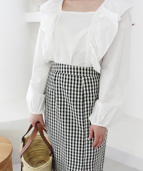 MODE ROBE(モードローブ)の「スリットチェックタイトスカート(スカート・レディース・ブラック・FREE)」の2枚目の写真