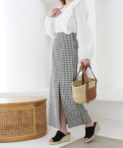 MODE ROBE(モードローブ)の「スリットチェックタイトスカート(スカート・レディース・ブラック・FREE)」の5枚目の写真