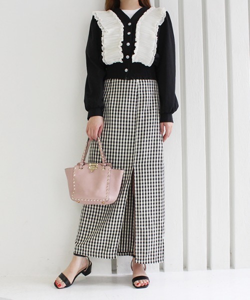 MODE ROBE(モードローブ)の「スリットチェックタイトスカート(スカート・レディース・ブラック・FREE)」の9枚目の写真