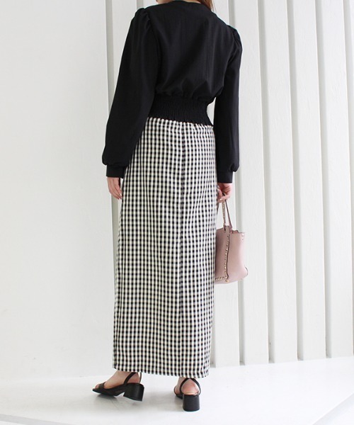 MODE ROBE(モードローブ)の「スリットチェックタイトスカート(スカート・レディース・ブラック・FREE)」の10枚目の写真
