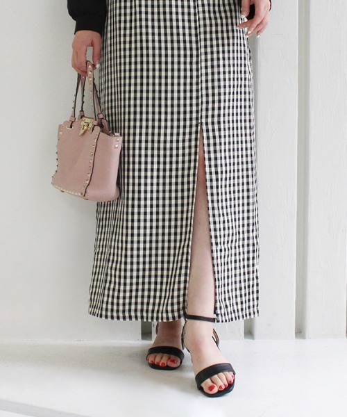 MODE ROBE(モードローブ)の「スリットチェックタイトスカート(スカート・レディース・ブラック・FREE)」の11枚目の写真