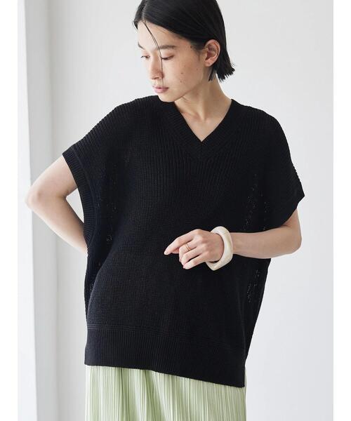 AMERICAN HOLIC（アメリカンホリック）の「Vネックルーズニットベスト（ベスト・レディース・ブラック/ブラウン/グレイッシュベージュ・M/L）」の4枚目の写真