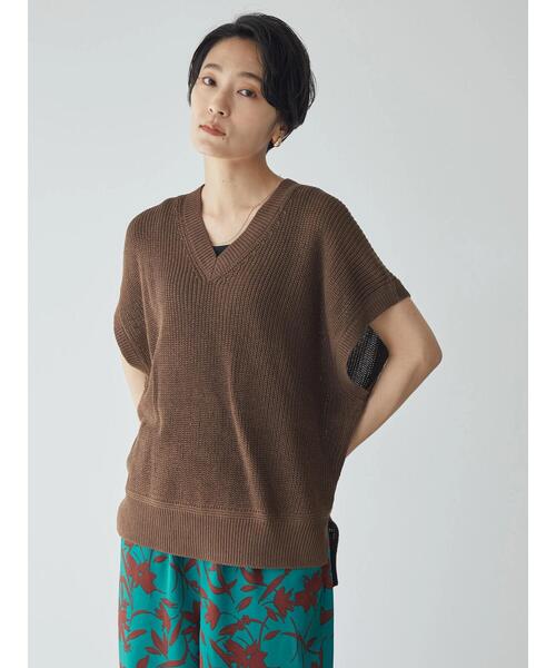 AMERICAN HOLIC（アメリカンホリック）の「Vネックルーズニットベスト（ベスト・レディース・ブラック/ブラウン/グレイッシュベージュ・M/L）」の7枚目の写真