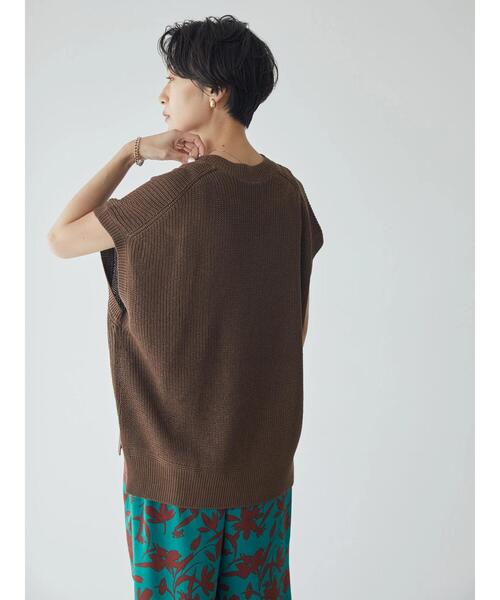 AMERICAN HOLIC（アメリカンホリック）の「Vネックルーズニットベスト（ベスト・レディース・ブラック/ブラウン/グレイッシュベージュ・M/L）」の10枚目の写真