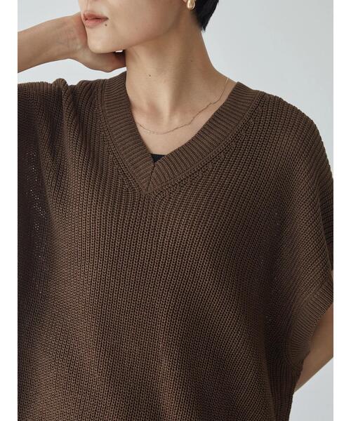 AMERICAN HOLIC（アメリカンホリック）の「Vネックルーズニットベスト（ベスト・レディース・ブラック/ブラウン/グレイッシュベージュ・M/L）」の11枚目の写真