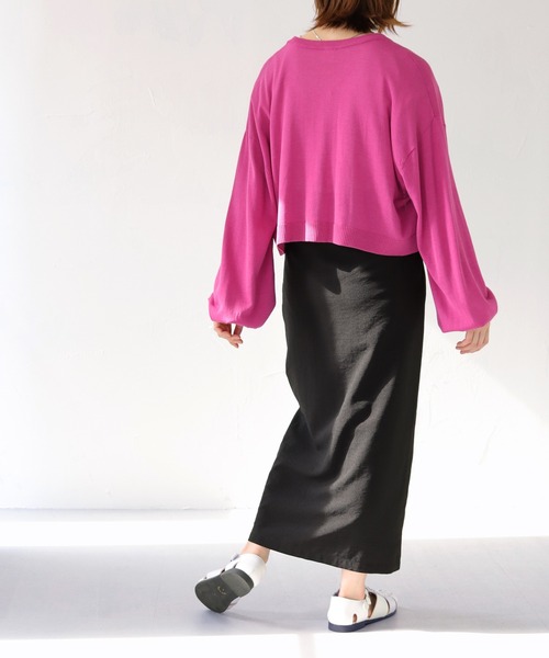 HER CLOSET（ハークローゼット）の「【shemoshelly】WEB限定スムースタッチVネックボリュームスリーブカラーショートカーディガン（ニット/セーター・レディース・ロイヤルブルー/アイボリー/チェリーピンク/グリーン/ブラック・M）」の13枚目の写真