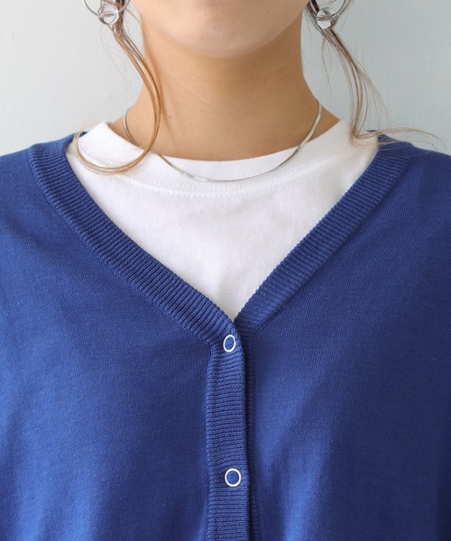 HER CLOSET（ハークローゼット）の「【shemoshelly】WEB限定スムースタッチVネックボリュームスリーブカラーショートカーディガン（ニット/セーター・レディース・ロイヤルブルー/アイボリー/チェリーピンク/グリーン/ブラック・M）」の21枚目の写真
