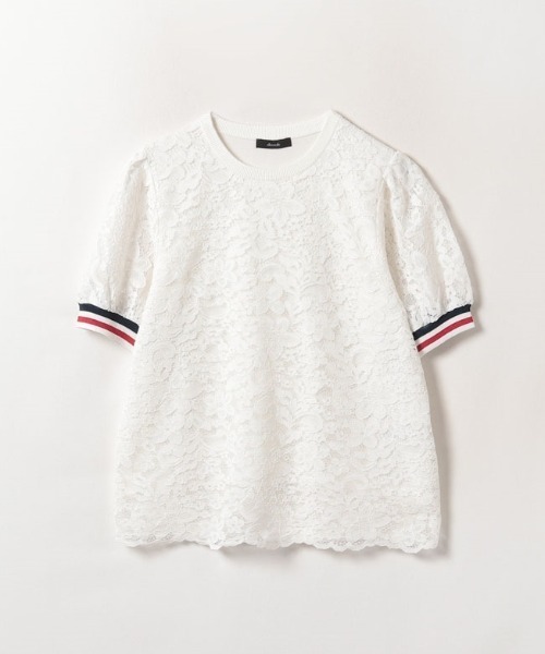 allureville（アルアバイル）の「レースコンビプルオーバー（ニット/セーター・レディース・ブラック/オフホワイト・2）」の2枚目の写真