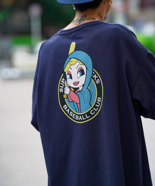 Subciety（サブサエティ）の「FLOCKS TEE（Tシャツ/カットソー・メンズ・ネイビー/ホワイト/ブラック・LARGE/MEDIUM/SMALL/X-LARGE）」の3枚目の写真