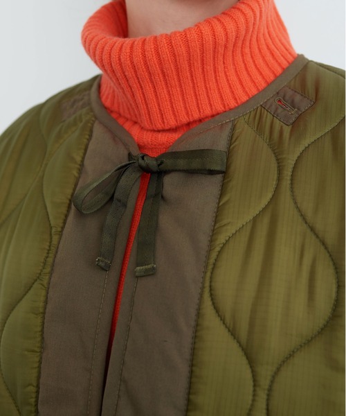 CHILD WOMAN(チャイルドウーマン)の「前リボンミリタリーキルティングコート(その他アウター・レディース・カーキ・FREE)」の11枚目の写真