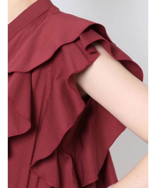 LAGUNAMOON（ラグナムーン）の「フリルピンタックノースリーブブラウス（シャツ/ブラウス・レディース・ベージュ/ホワイト/ブラック/ボルドー・FREE）」の5枚目の写真