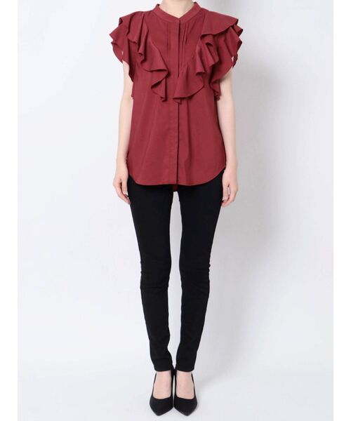 LAGUNAMOON（ラグナムーン）の「フリルピンタックノースリーブブラウス（シャツ/ブラウス・レディース・ベージュ/ホワイト/ブラック/ボルドー・FREE）」の7枚目の写真