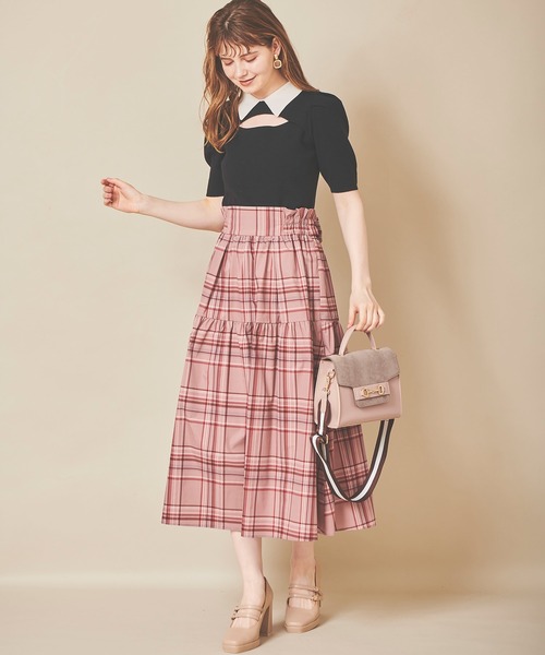31 Sons de mode（トランテアン　ソン　ドゥ　モード）の「チェックプリントタフタスカート（スカート・レディース・ピンク/ブラウン/ベージュ・36）」の7枚目の写真