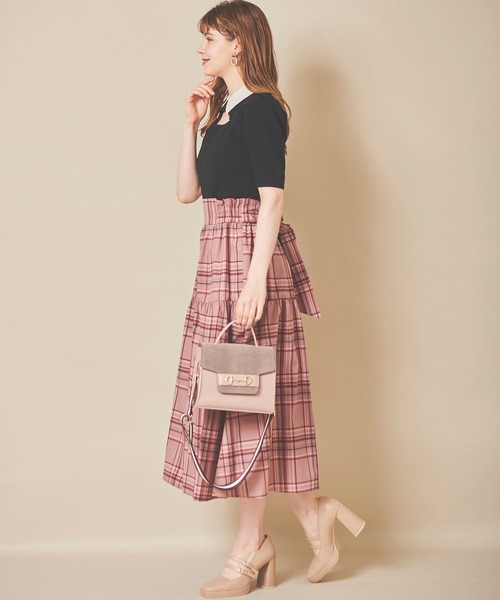 31 Sons de mode（トランテアン　ソン　ドゥ　モード）の「チェックプリントタフタスカート（スカート・レディース・ピンク/ブラウン/ベージュ・36）」の11枚目の写真