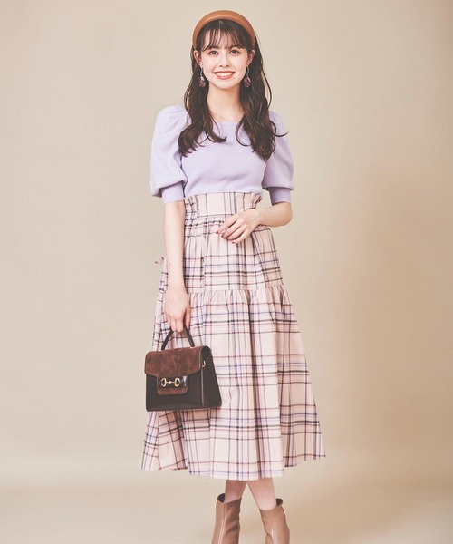 31 Sons de mode（トランテアン　ソン　ドゥ　モード）の「チェックプリントタフタスカート（スカート・レディース・ピンク/ブラウン/ベージュ・36）」の6枚目の写真