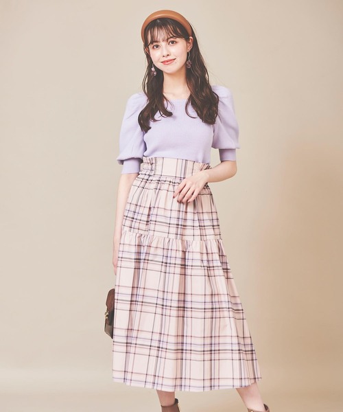 31 Sons de mode（トランテアン　ソン　ドゥ　モード）の「チェックプリントタフタスカート（スカート・レディース・ピンク/ブラウン/ベージュ・36）」の19枚目の写真