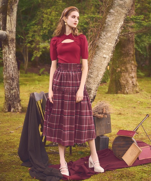 31 Sons de mode（トランテアン　ソン　ドゥ　モード）の「チェックプリントタフタスカート（スカート・レディース・ピンク/ブラウン/ベージュ・36）」の4枚目の写真