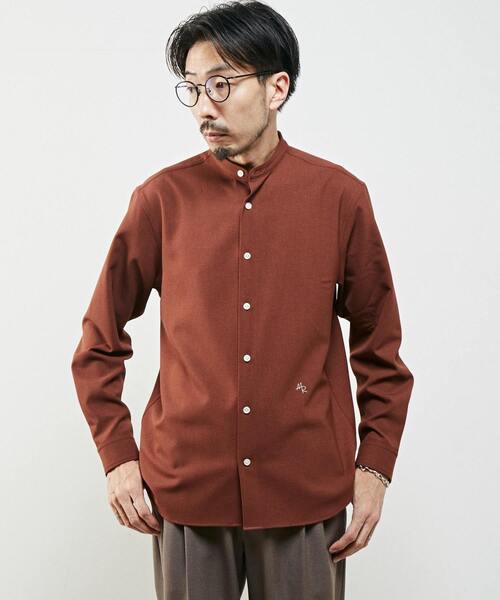 MEN'S MELROSE(メンズメルローズ)の「リフラックスカナパバンドカラーシャツ(シャツ/ブラウス・メンズ・ブラウン/グレー/ホワイト/ブラック・4/3/2)」の1枚目の写真