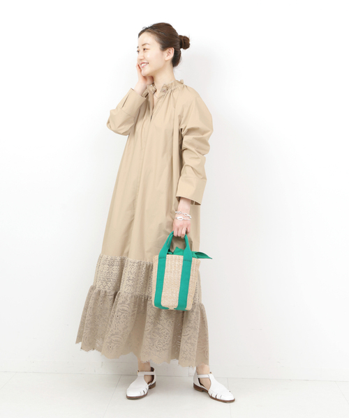 IENA(イエナ)の「レース切り替えマキシワンピース(ワンピース・レディース・ホワイト/ベージュ・38/36)」の4枚目の写真