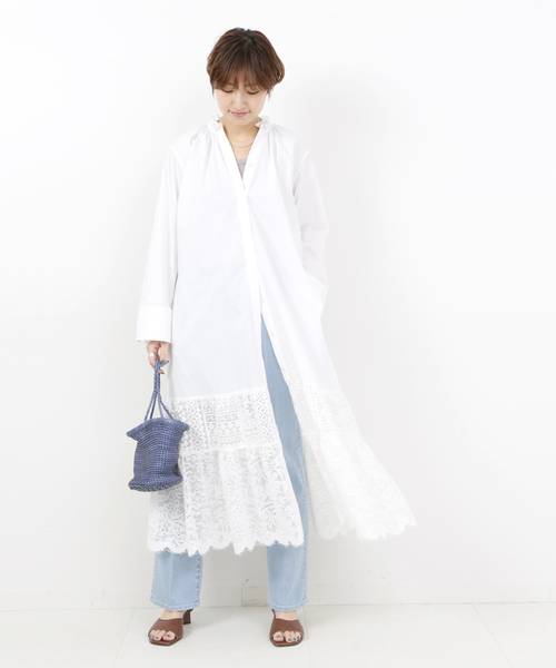 IENA(イエナ)の「レース切り替えマキシワンピース(ワンピース・レディース・ホワイト/ベージュ・38/36)」の5枚目の写真