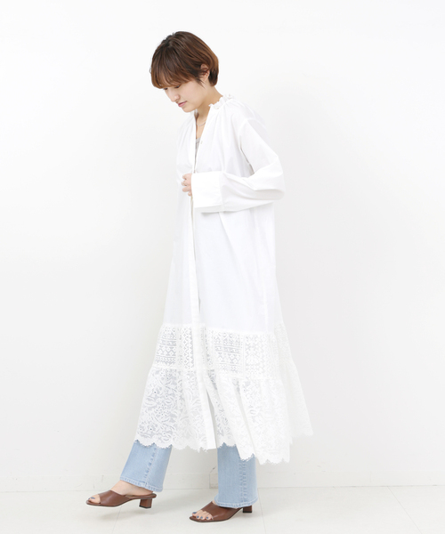 IENA(イエナ)の「レース切り替えマキシワンピース(ワンピース・レディース・ホワイト/ベージュ・38/36)」の7枚目の写真