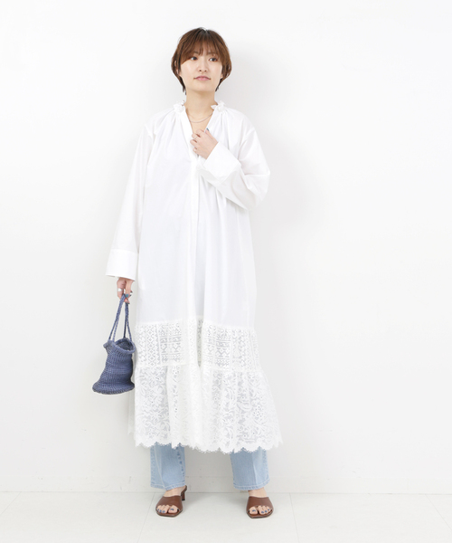 IENA(イエナ)の「レース切り替えマキシワンピース(ワンピース・レディース・ホワイト/ベージュ・38/36)」の8枚目の写真