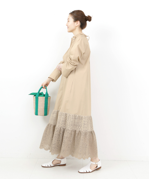 IENA(イエナ)の「レース切り替えマキシワンピース(ワンピース・レディース・ホワイト/ベージュ・38/36)」の10枚目の写真