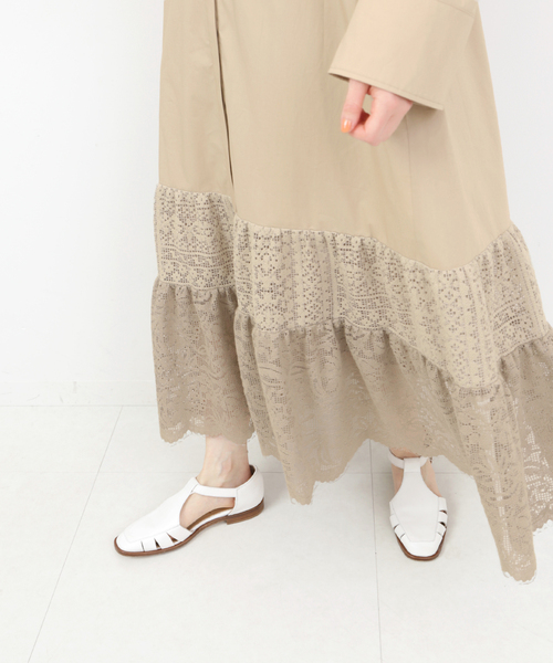 IENA(イエナ)の「レース切り替えマキシワンピース(ワンピース・レディース・ホワイト/ベージュ・38/36)」の16枚目の写真