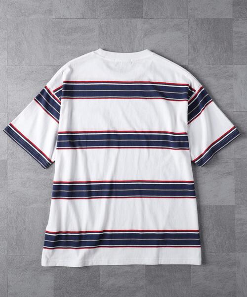 BACK NUMBER（バックナンバー）の「BACK NUMBER(バックナンバー)【メンズ】ボーダーニットポケット半袖Tシャツ（Tシャツ/カットソー・メンズ・ホワイト/ネイビー/グリーン・S/M/L/XL）」の8枚目の写真