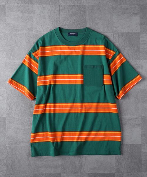 BACK NUMBER（バックナンバー）の「BACK NUMBER(バックナンバー)【メンズ】ボーダーニットポケット半袖Tシャツ（Tシャツ/カットソー・メンズ・ホワイト/ネイビー/グリーン・S/M/L/XL）」の13枚目の写真