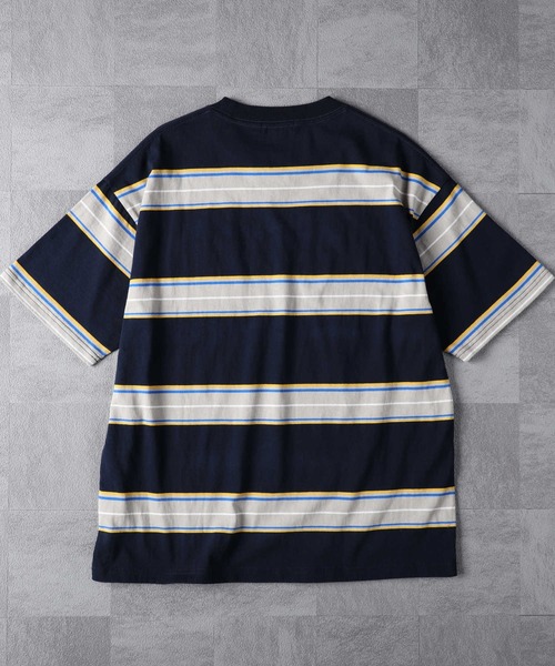 BACK NUMBER（バックナンバー）の「【BACK NUMBER】ボーダーニットポケットＴ / 吸水速乾（Tシャツ/カットソー・メンズ・ホワイト/ネイビー/グリーン・S/M/L/XL）」の4枚目の写真