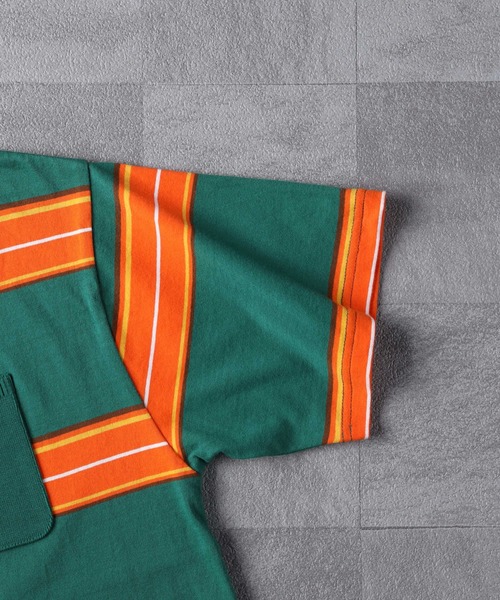 BACK NUMBER（バックナンバー）の「【BACK NUMBER】ボーダーニットポケットＴ / 吸水速乾（Tシャツ/カットソー・メンズ・ホワイト/ネイビー/グリーン・S/M/L/XL）」の8枚目の写真