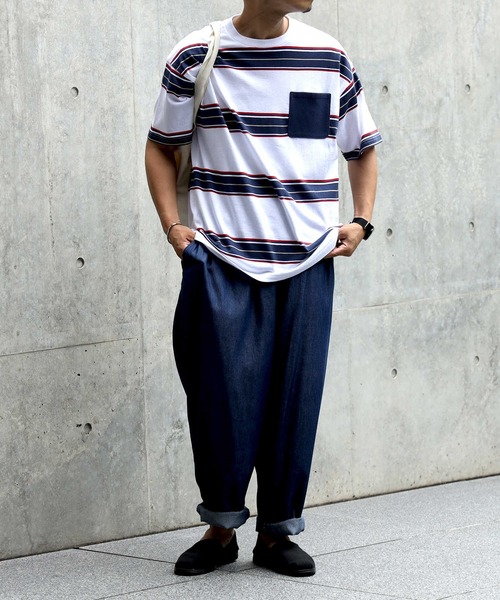【値下げ】TRADITIONAL WEATHER WEAR バックボタン ボーダーTシャツ アイボリー×ブラック サイズ：S (梅田クロス茶屋町店) セール】【BACK NUMBER】ボーダーニットポケットT（Tシャツ