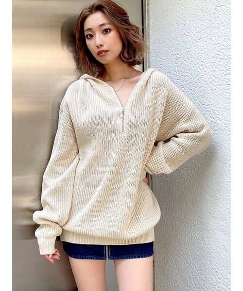 GYDA　 ハーフZIPスウェットトップス GYDA（ジェイダ）の「ハーフZIPショートスウェットTOPS（ニット