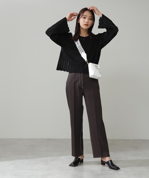 N.（N. Natural Beauty Basic）（エヌエヌナチュラルビューティーベーシック）の「【追加生産】◆かぎ針風ニット（ニット/セーター・レディース・ホワイト/ブラック/オレンジ・MEDIUM）」の4枚目の写真