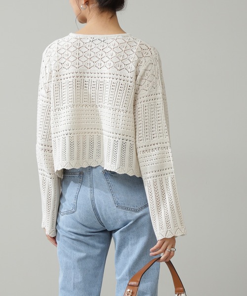 N.（N. Natural Beauty Basic）（エヌエヌナチュラルビューティーベーシック）の「【追加生産】◆かぎ針風ニット（ニット/セーター・レディース・ホワイト/ブラック/オレンジ・MEDIUM）」の7枚目の写真