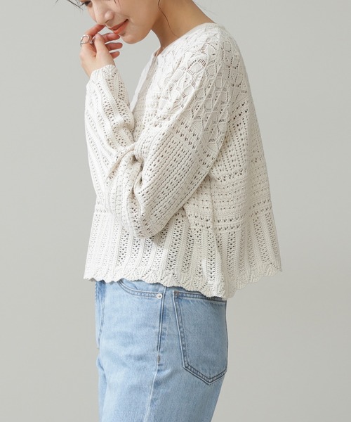 N.（N. Natural Beauty Basic）（エヌエヌナチュラルビューティーベーシック）の「【追加生産】◆かぎ針風ニット（ニット/セーター・レディース・ホワイト/ブラック/オレンジ・MEDIUM）」の9枚目の写真