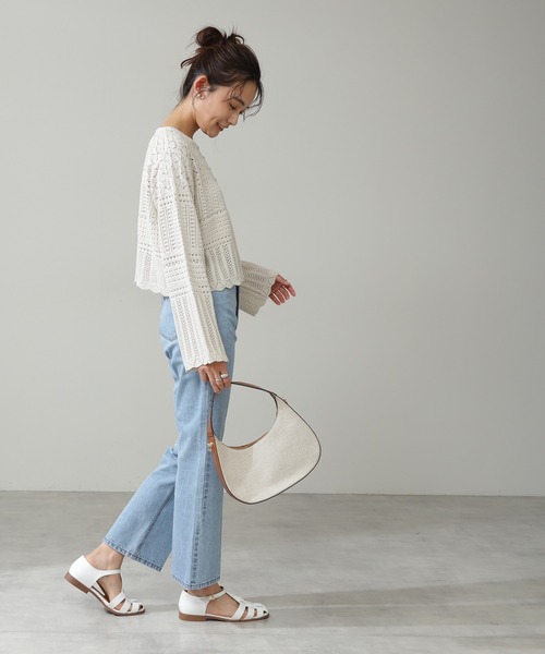 N.（N. Natural Beauty Basic）（エヌエヌナチュラルビューティーベーシック）の「【追加生産】◆かぎ針風ニット（ニット/セーター・レディース・ホワイト/ブラック/オレンジ・MEDIUM）」の6枚目の写真