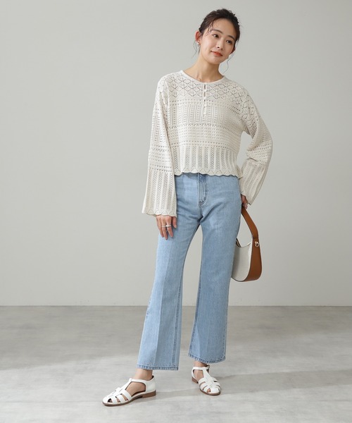 N.（N. Natural Beauty Basic）（エヌエヌナチュラルビューティーベーシック）の「【追加生産】◆かぎ針風ニット（ニット/セーター・レディース・ホワイト/ブラック/オレンジ・MEDIUM）」の11枚目の写真