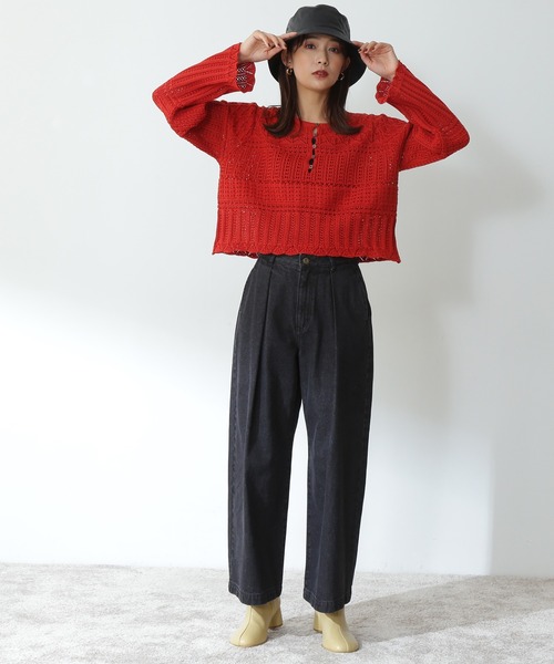 N.（N. Natural Beauty Basic）（エヌエヌナチュラルビューティーベーシック）の「【追加生産】◆かぎ針風ニット（ニット/セーター・レディース・ホワイト/ブラック/オレンジ・MEDIUM）」の21枚目の写真