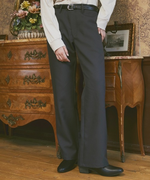 ln fortis（ロンフォルティス）の「ln fortis - ハイウエストツイルフレアスラックス（その他パンツ・メンズ・ブラック/チャコールグレー・SMALL/MEDIUM）」の2枚目の写真