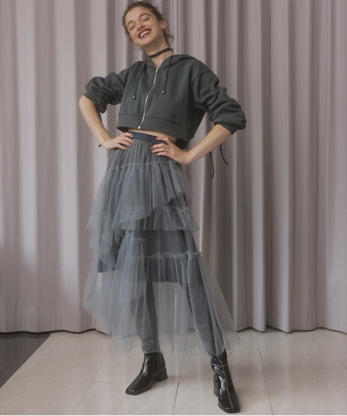 REDYAZEL（レディアゼル）の「チュールティアードスカート（スカート・レディース・グリーン/グレー/ネイビー・SMALL/MEDIUM）」の8枚目の写真