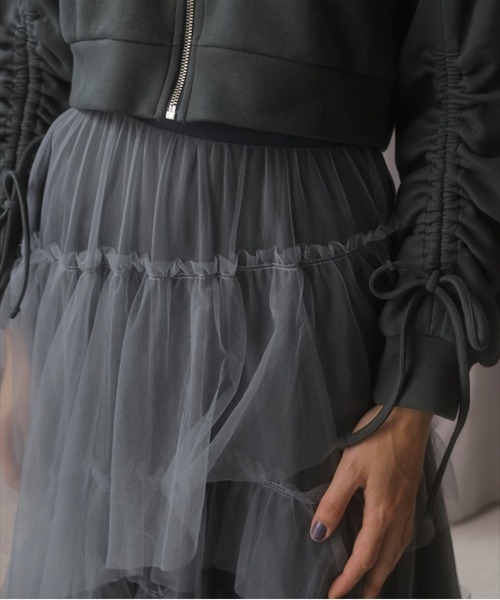 REDYAZEL（レディアゼル）の「チュールティアードスカート（スカート・レディース・グリーン/グレー/ネイビー・SMALL/MEDIUM）」の11枚目の写真