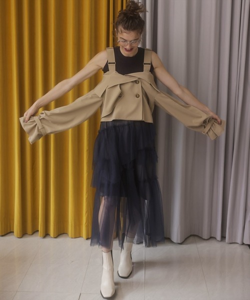 REDYAZEL（レディアゼル）の「チュールティアードスカート（スカート・レディース・グリーン/グレー/ネイビー・SMALL/MEDIUM）」の17枚目の写真