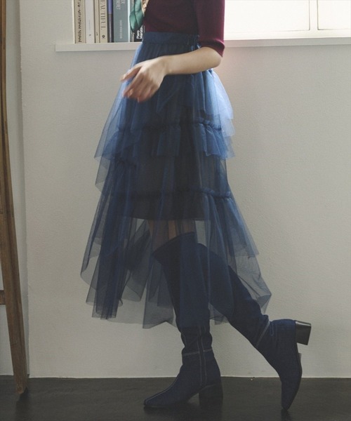 REDYAZEL（レディアゼル）の「チュールティアードスカート（スカート・レディース・グリーン/グレー/ネイビー・SMALL/MEDIUM）」の20枚目の写真