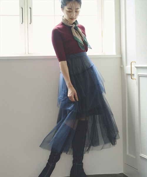 REDYAZEL（レディアゼル）の「チュールティアードスカート（スカート・レディース・グリーン/グレー/ネイビー・SMALL/MEDIUM）」の21枚目の写真